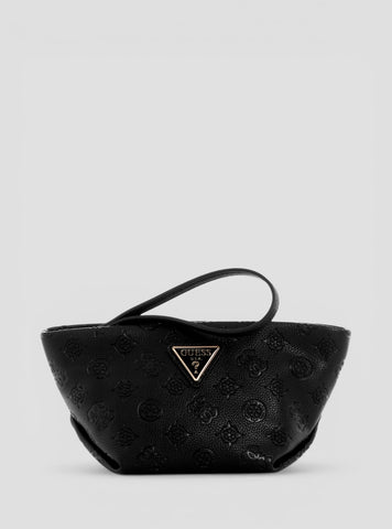 GUESS Accessories Black Logo Helina Top Zip Cosmetic Pouch DP9640005 Front View