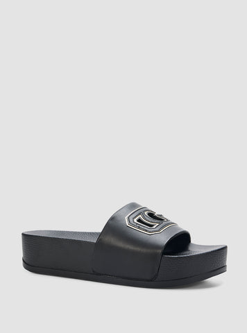 GUESS Womens Black Dreya Slides DREYA Front Side View