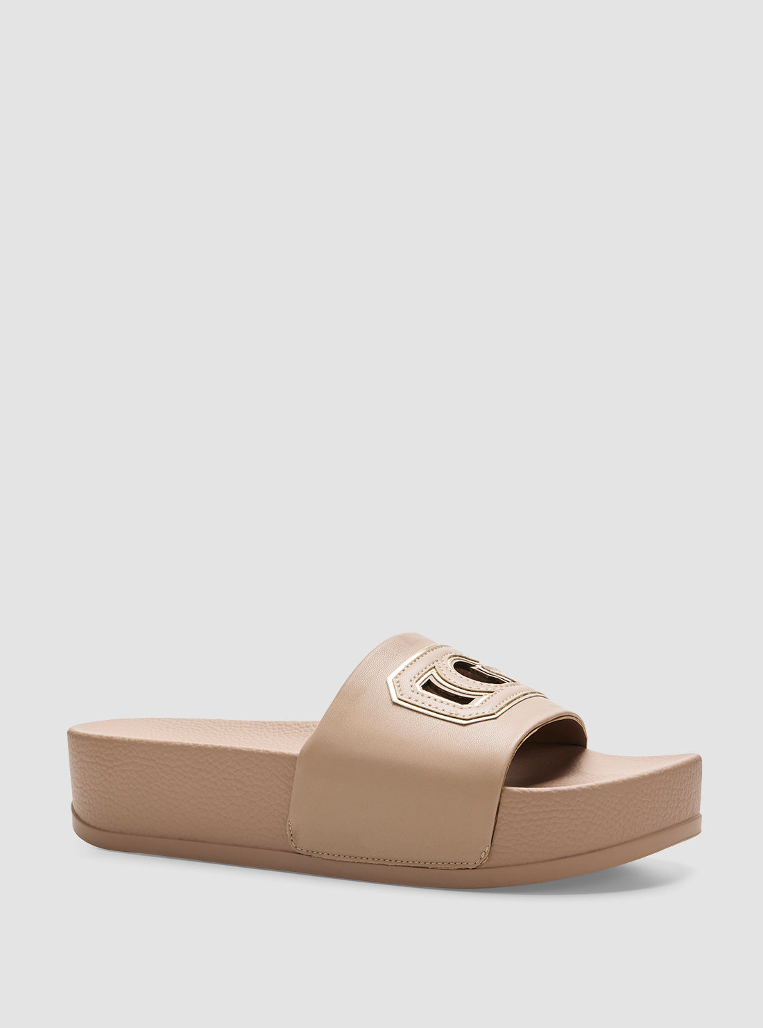 GUESS Women's Brown Dreya Slides DREYA Front Side View