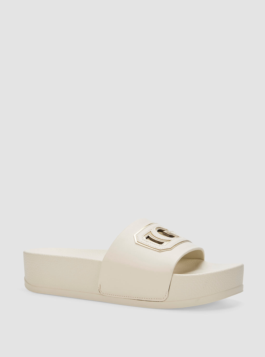 GUESS Womens White Dreya Slides DREYA Front Side View