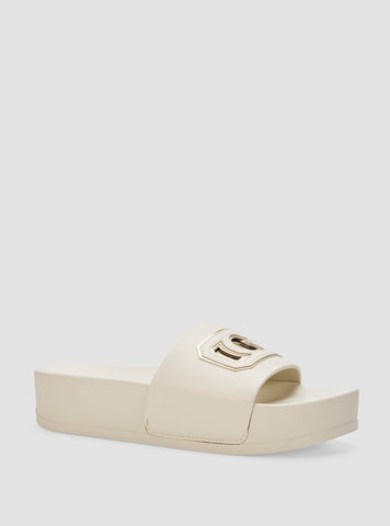 GUESS Womens White Dreya Slides DREYA Front Side View