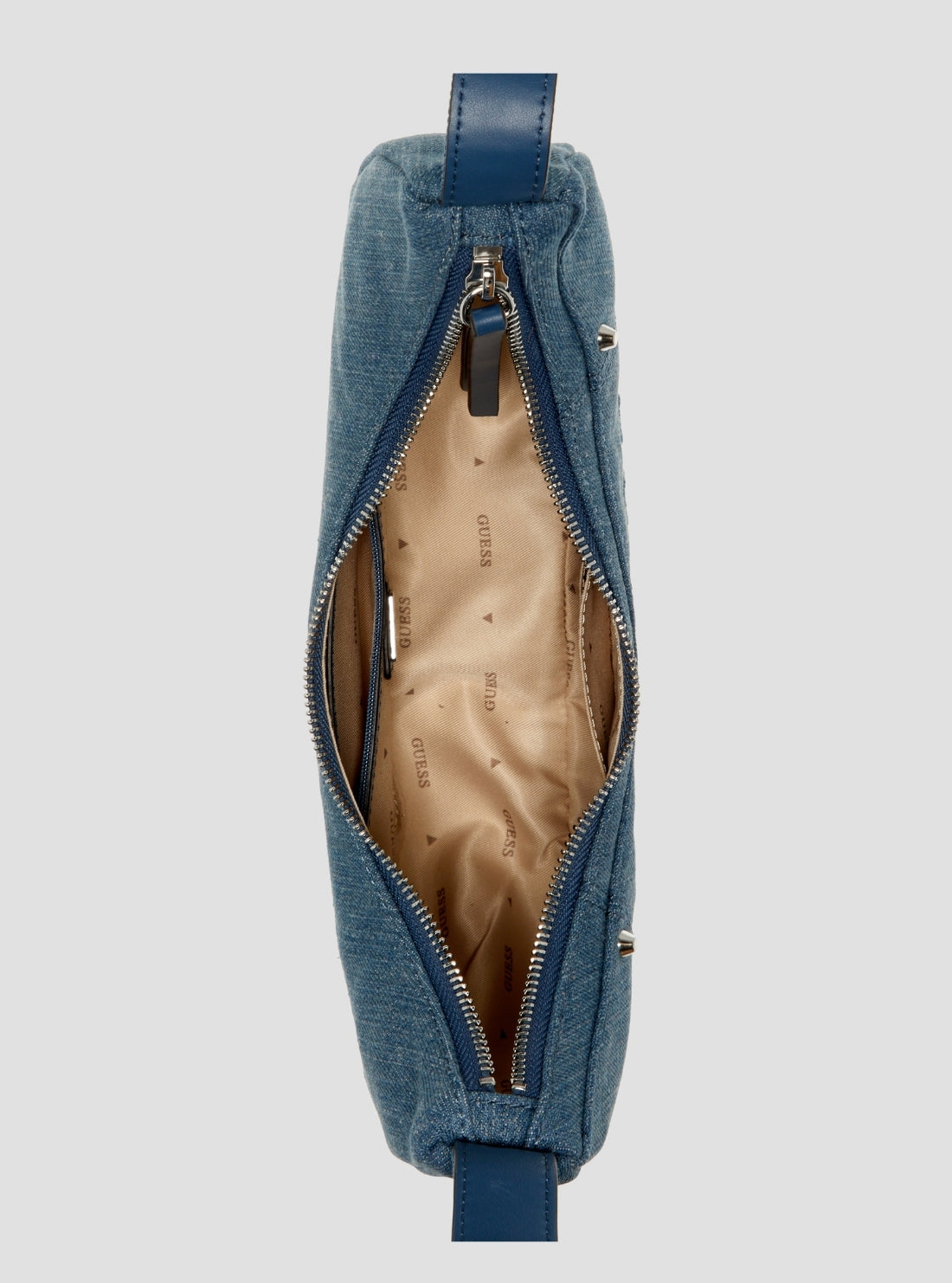 GUESS Womens Blue Sasha Hobo Denim Shoulder Bag DY975101 Inside View
