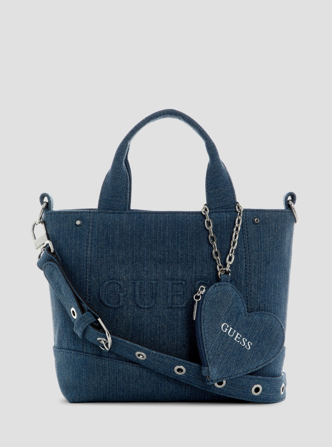 Blue Sasha Denim Mini Tote Bag | GUESS