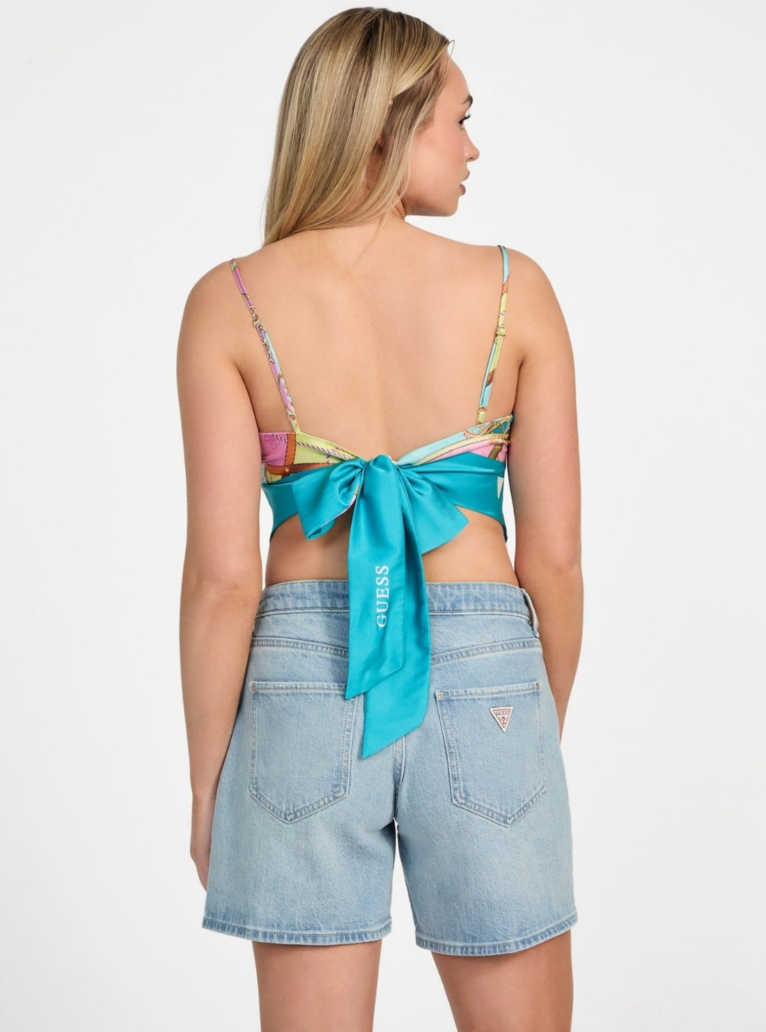 GUESS Womens Multi Scarf Tank Top E5GH02WH4V0 Back View