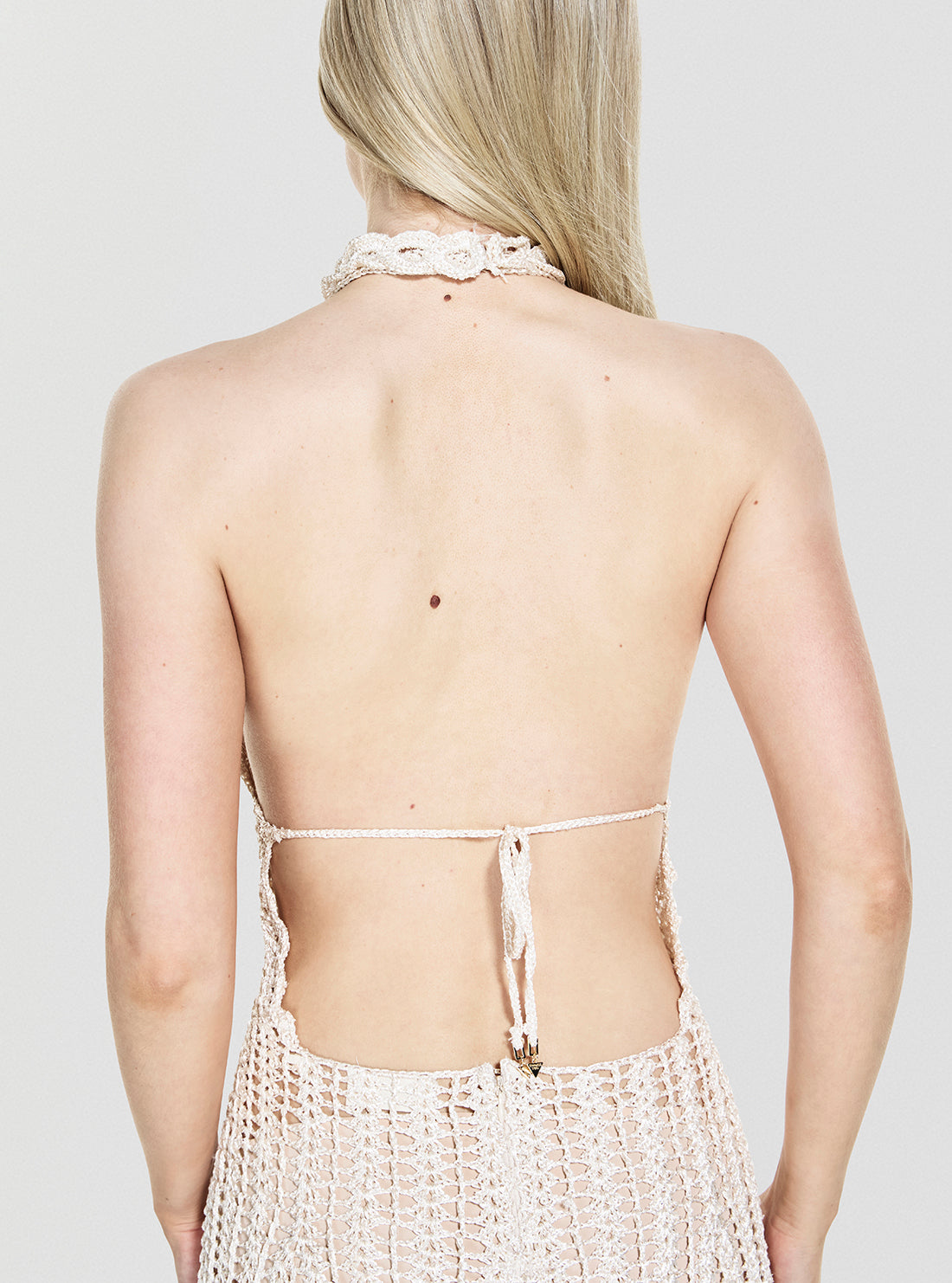 GUESS Womens White Crochet Maxi Dress E5GK17Z0090 Back Detail View