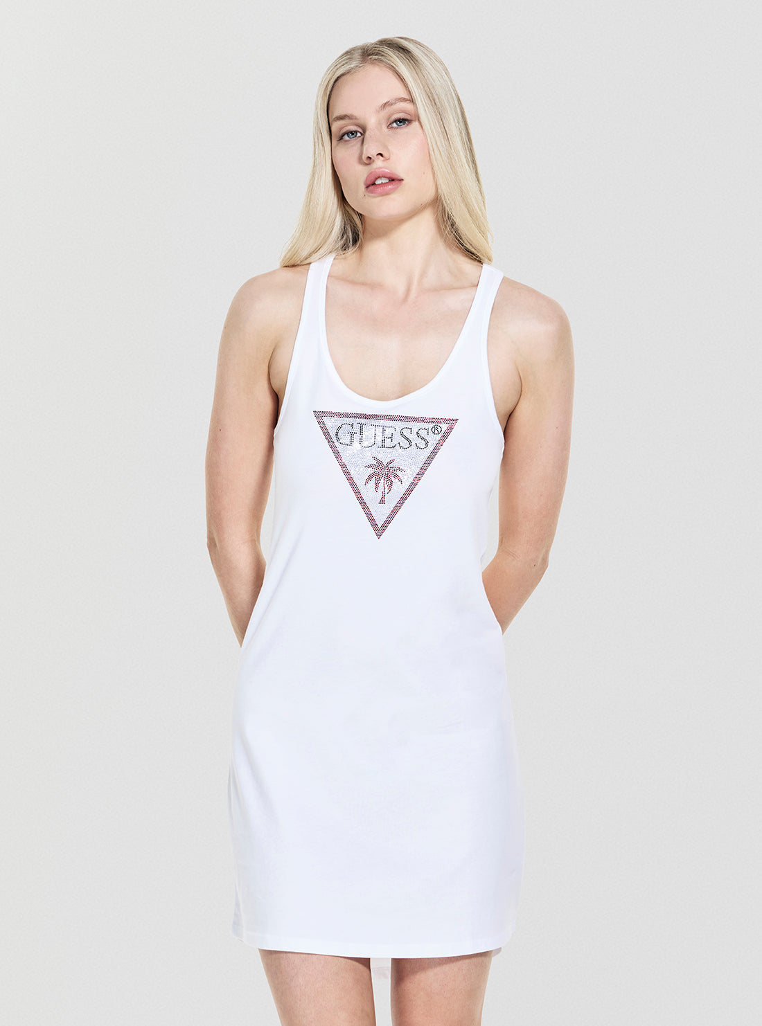 Eco White Triangle Logo Mini Tank Dress