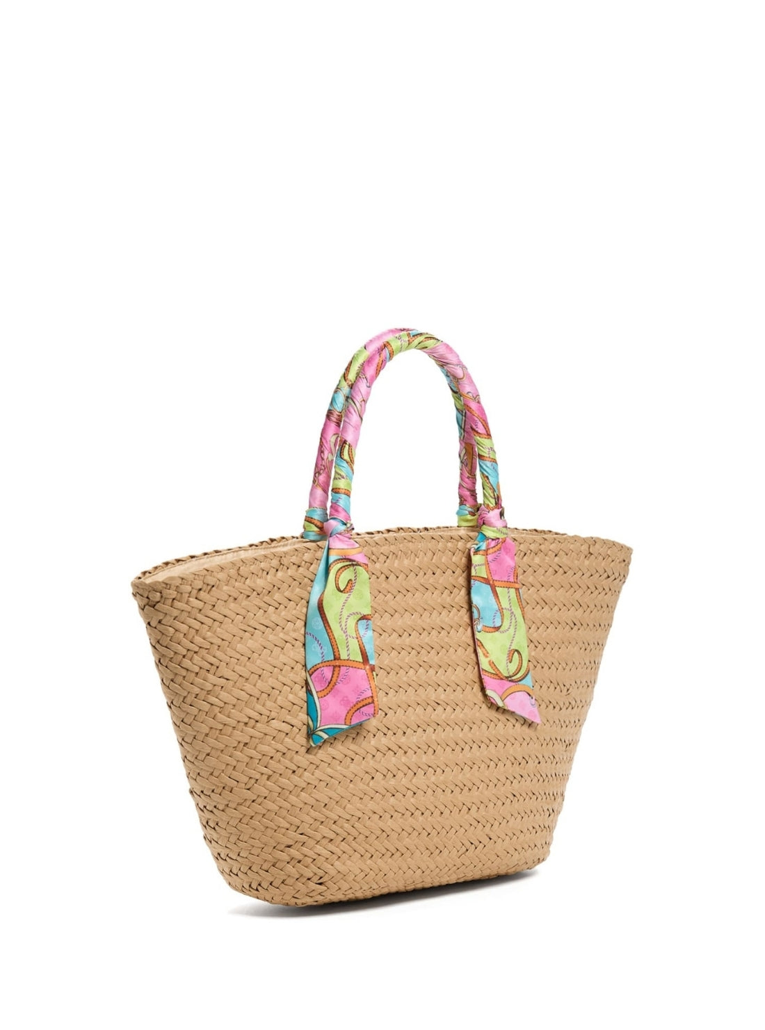 GUESS Womens Beige Beach Straw Bag E5GZ10WH660 Front Side View