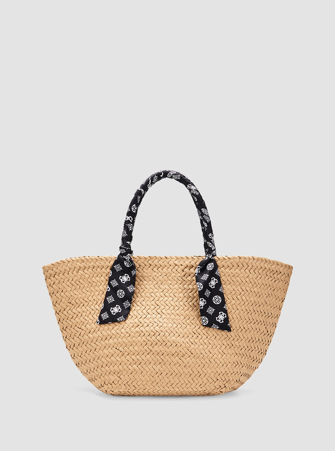 GUESS Womens Beige Black Beach Straw Bag E5GZ10WH660 Back View