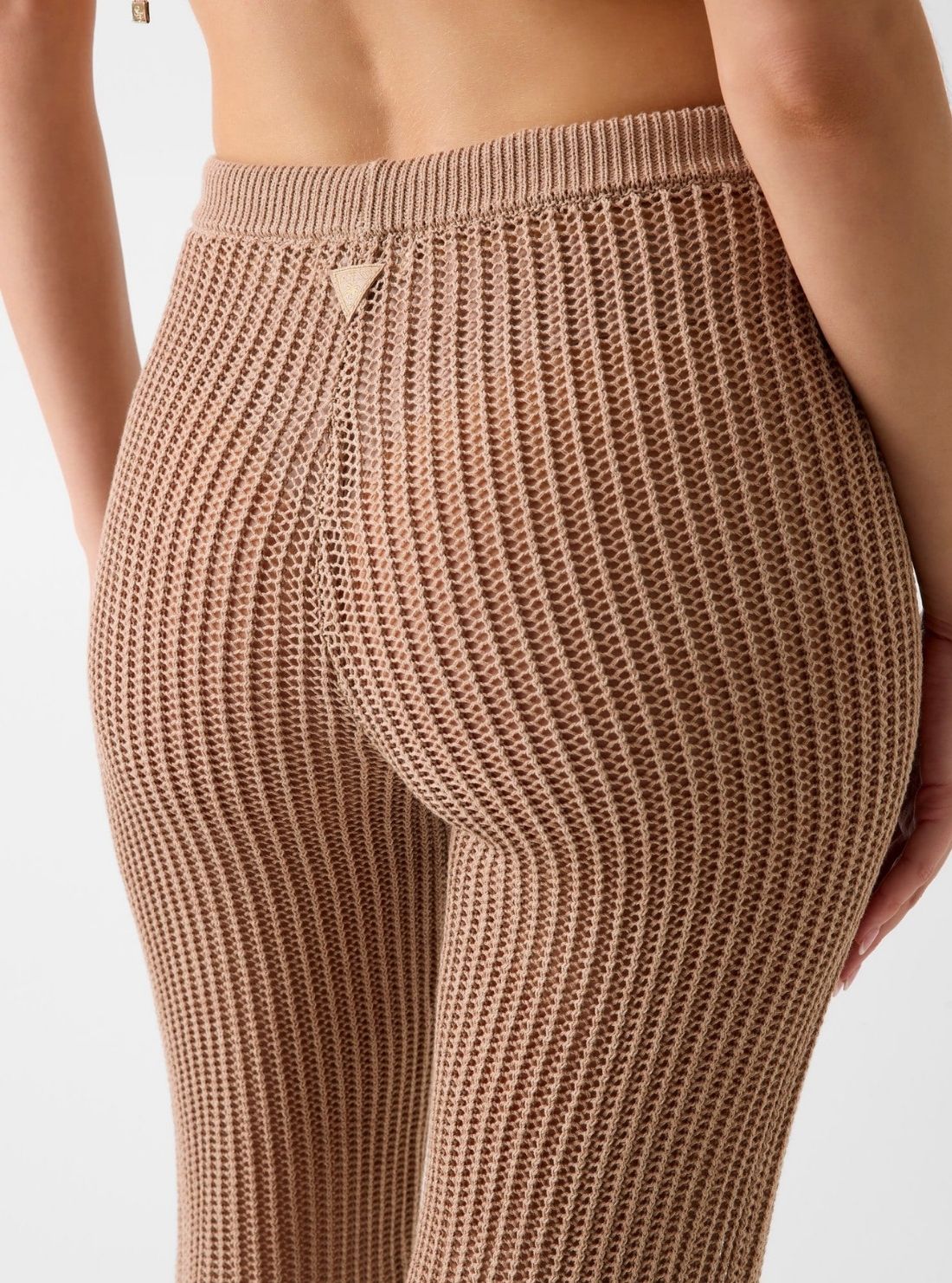 GUESS Womens Eco Pacific Sand Aura Net Stitch Pants E6GB00Z5371 Back View