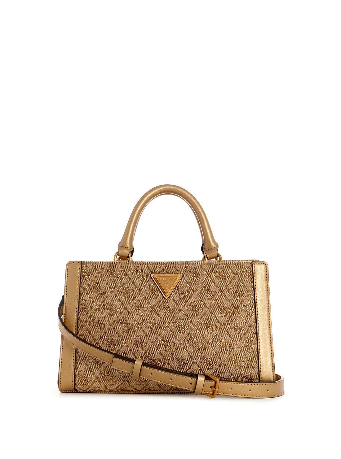 GUESS Gold Logo Small Satchel Bag front view