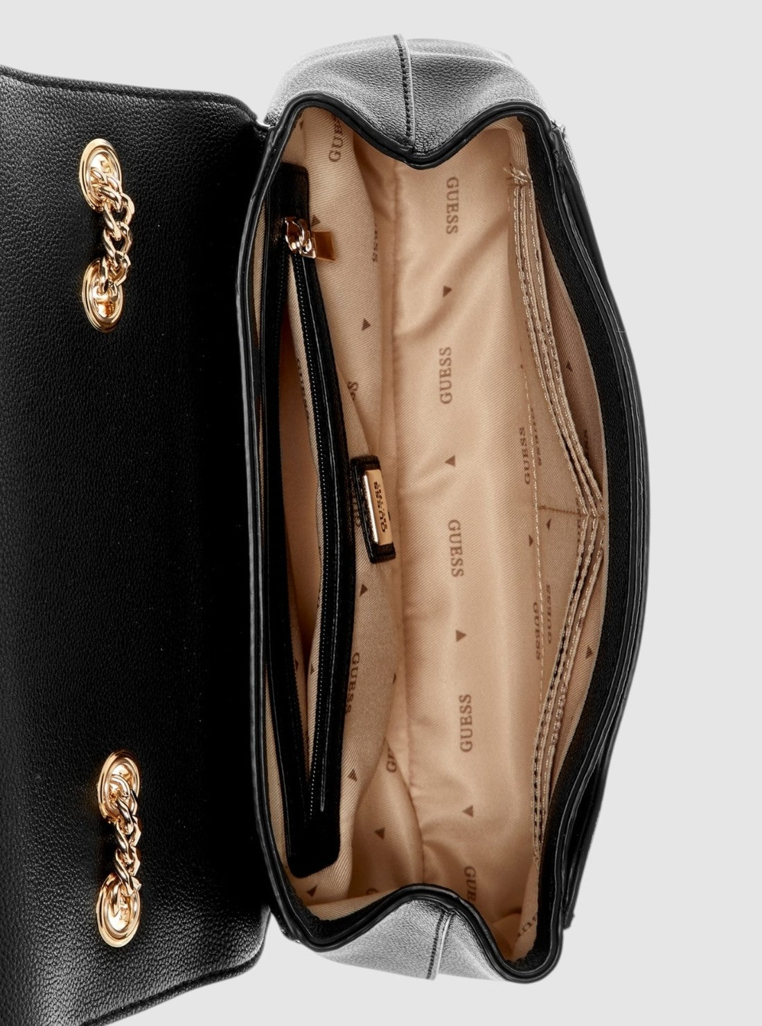 GUESS Womens Eco Black Ali Convertible Crossbody Flap EBG951121  Inside View