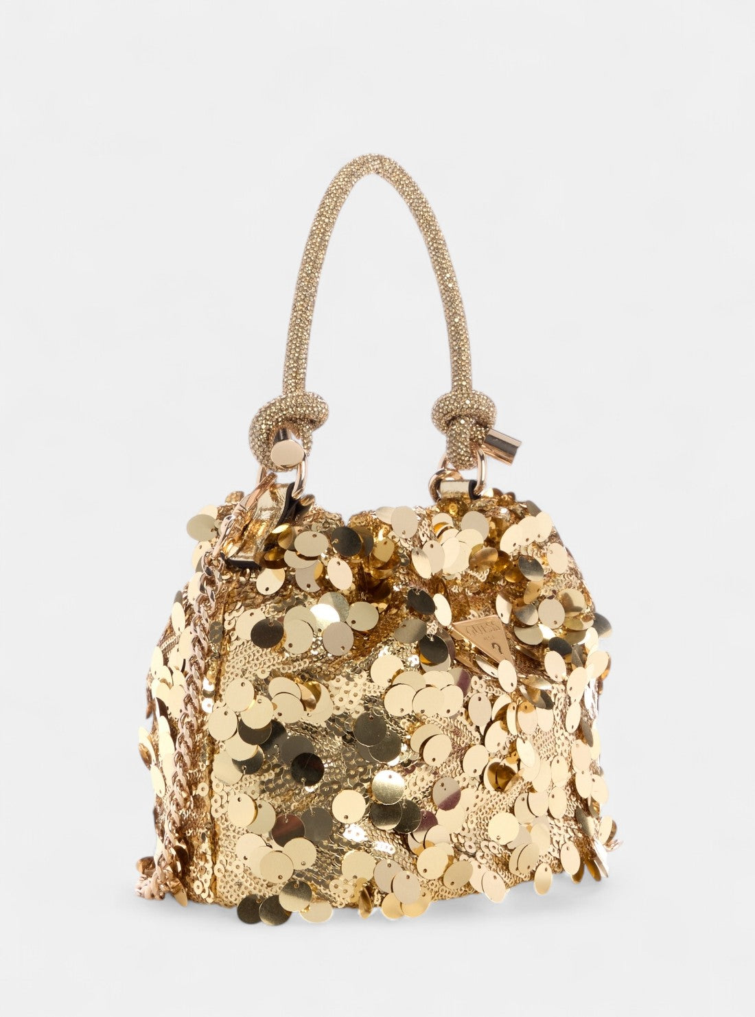 GUESS Womens Gold Metallic Holiday Shine Pouch Bag EG953875 Front Side View