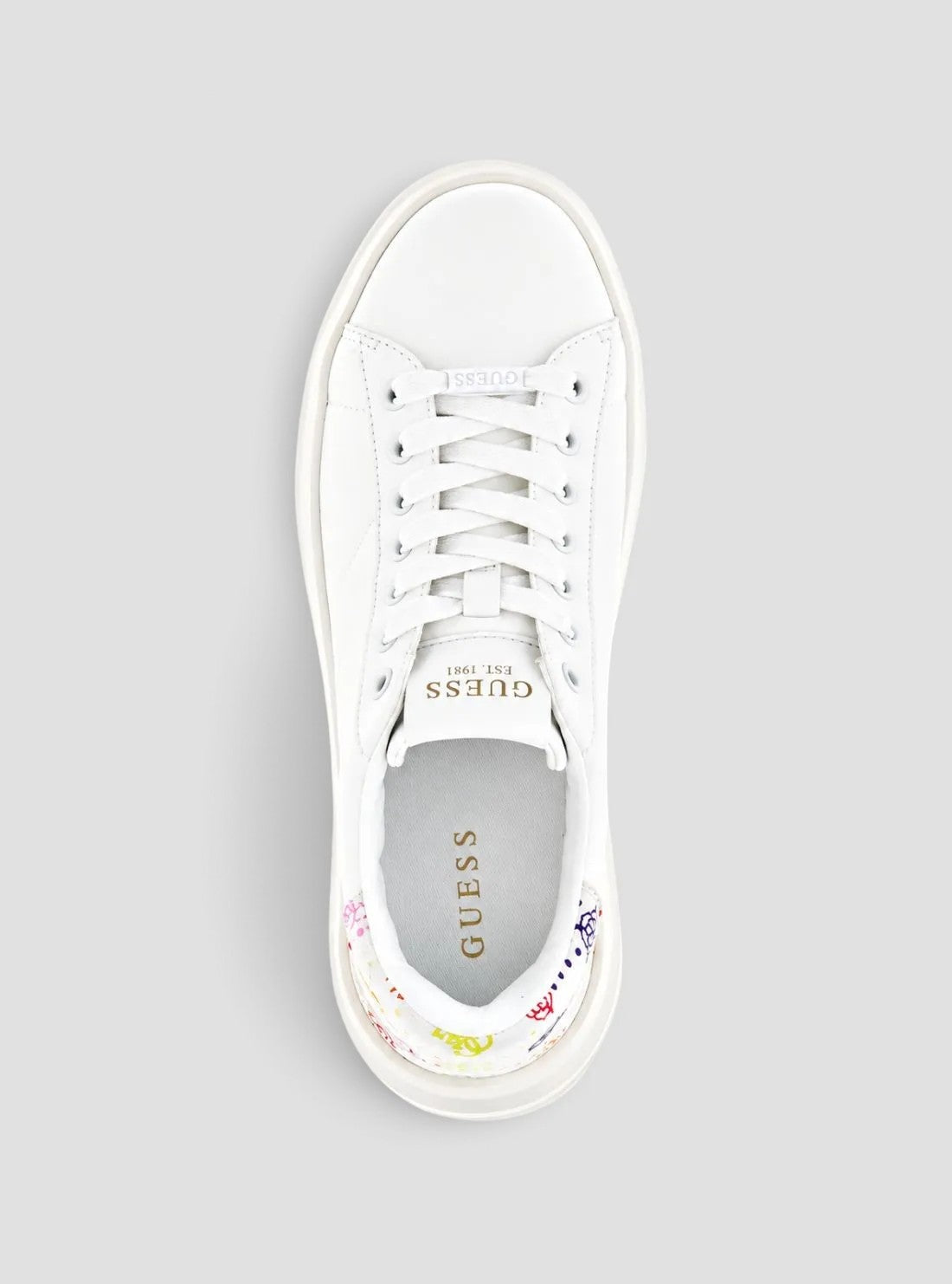 GUESS Womens White Elbina Sneakers ELBINA11 Top view