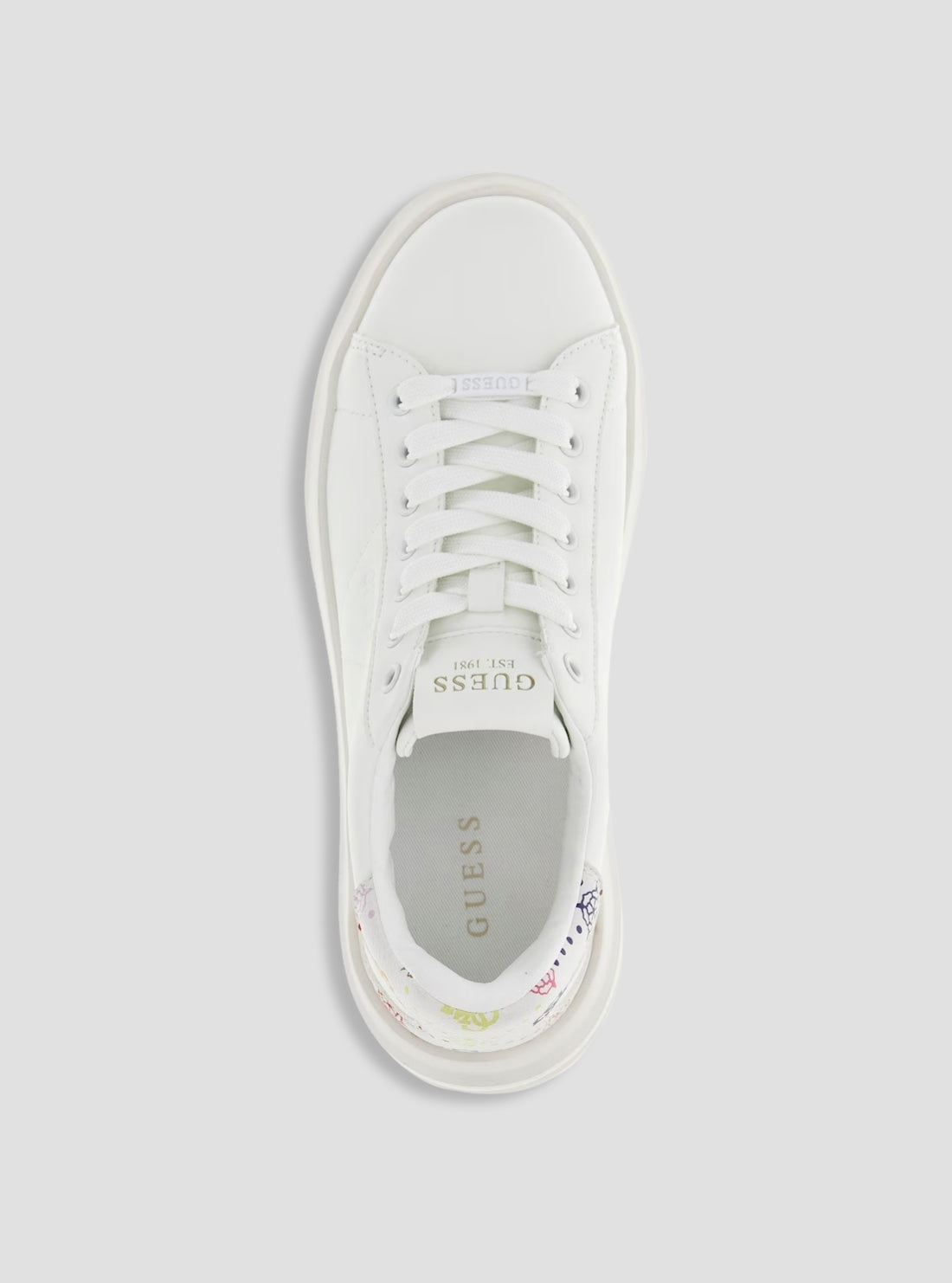 GUESS Womens White Elbina Sneakers ELBINA11 Top View