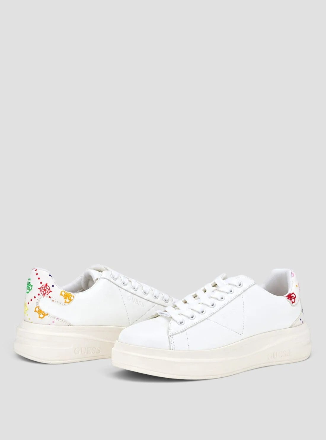 GUESS Womens White Elbina Sneakers ELBINA11 Front Side View