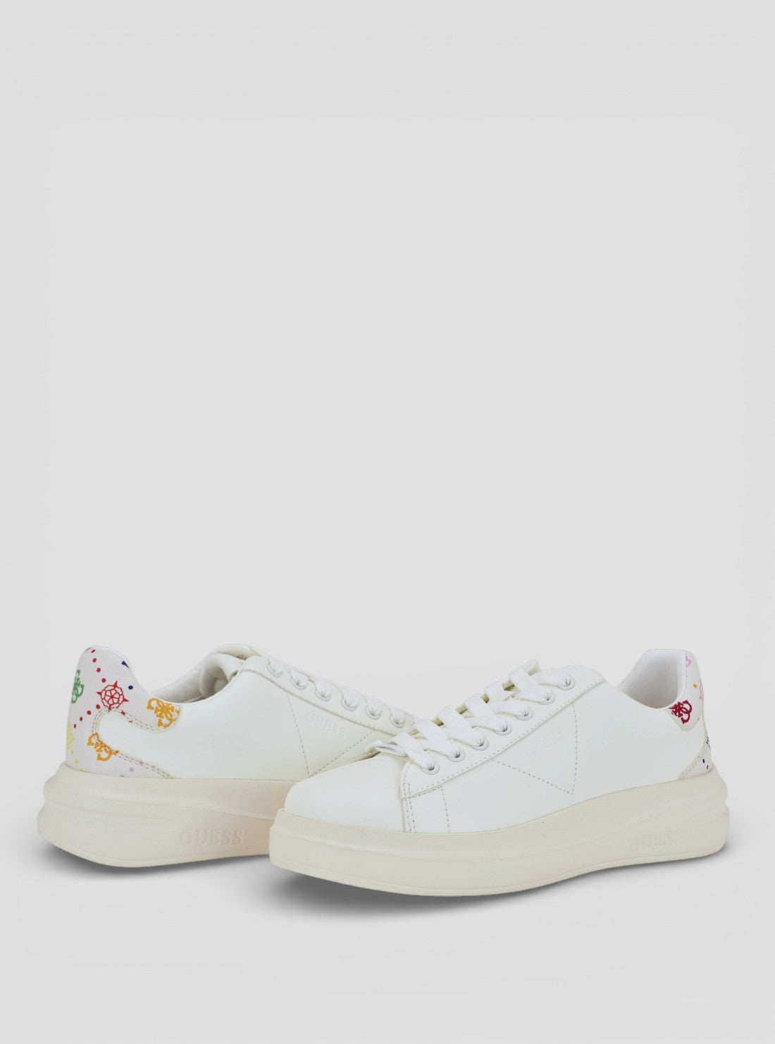 GUESS Womens White Elbina Sneakers ELBINA11 Front Back View