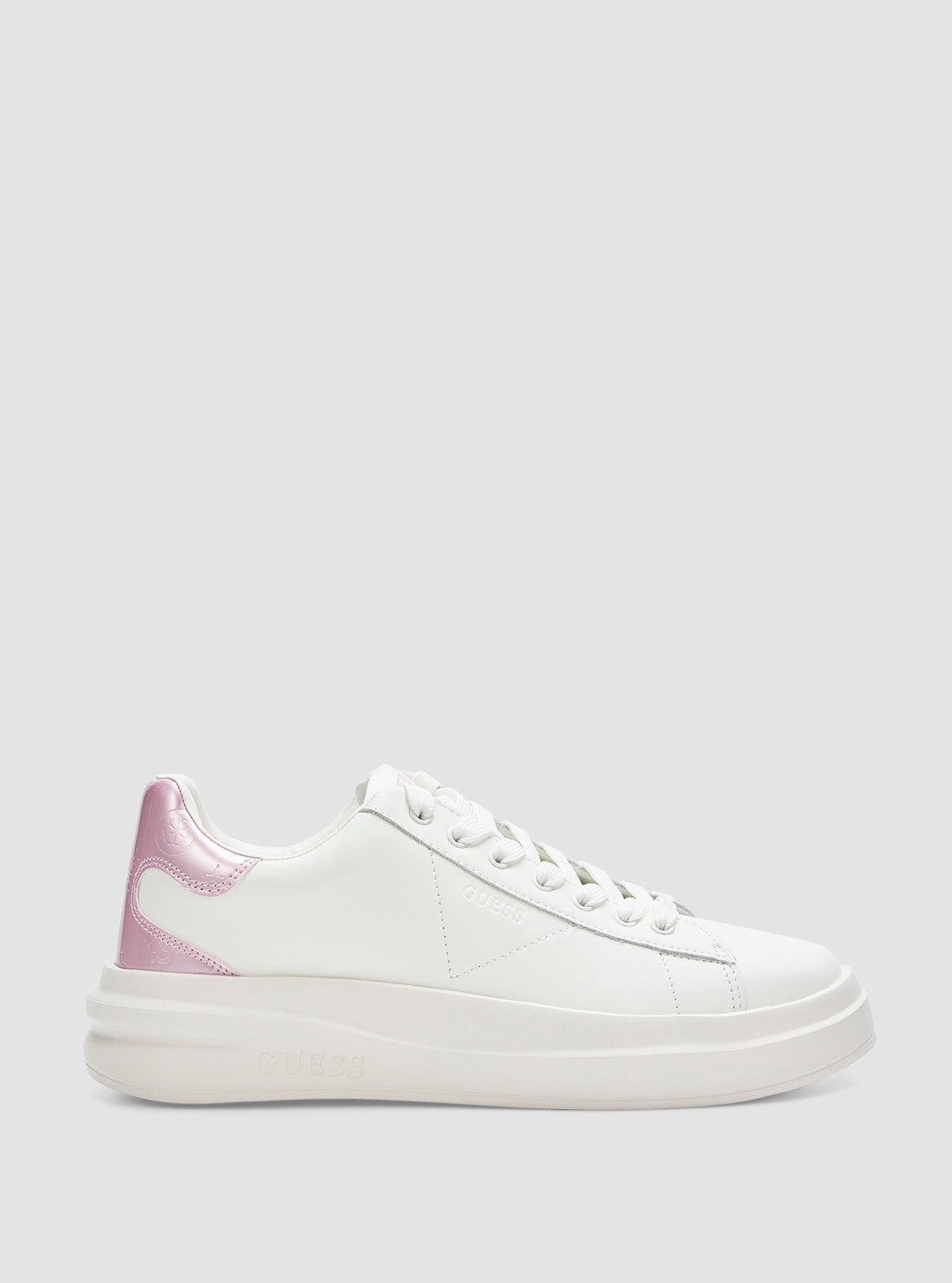 GUESS Womens White Pink Elbina Sneakers ELBINA6 Side View