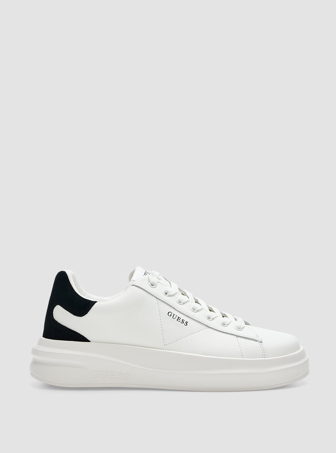 GUESS Mens White Black Elbina Sneakers ELBINA Side View