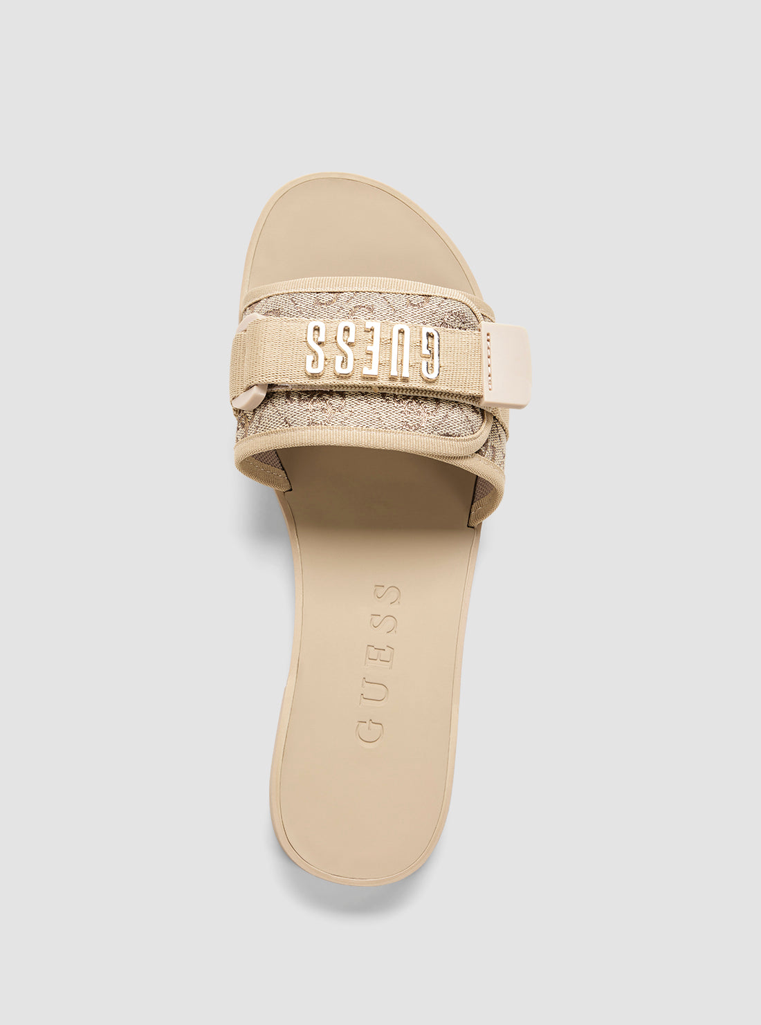 GUESS Womens Gold Elyze3 Flat Sandals ELYZE3 Top View