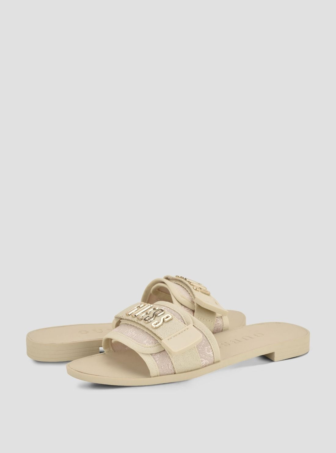 GUESS Footwear Ivory Elyze Flat Sandals ELYZE3 Front Side View