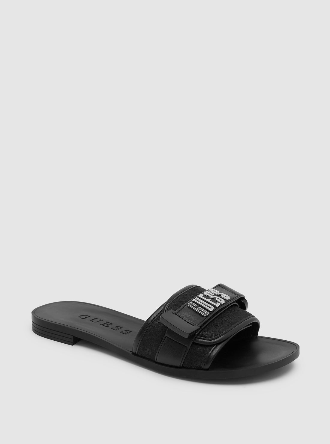 Black Elyze Slide Sandals GUESS
