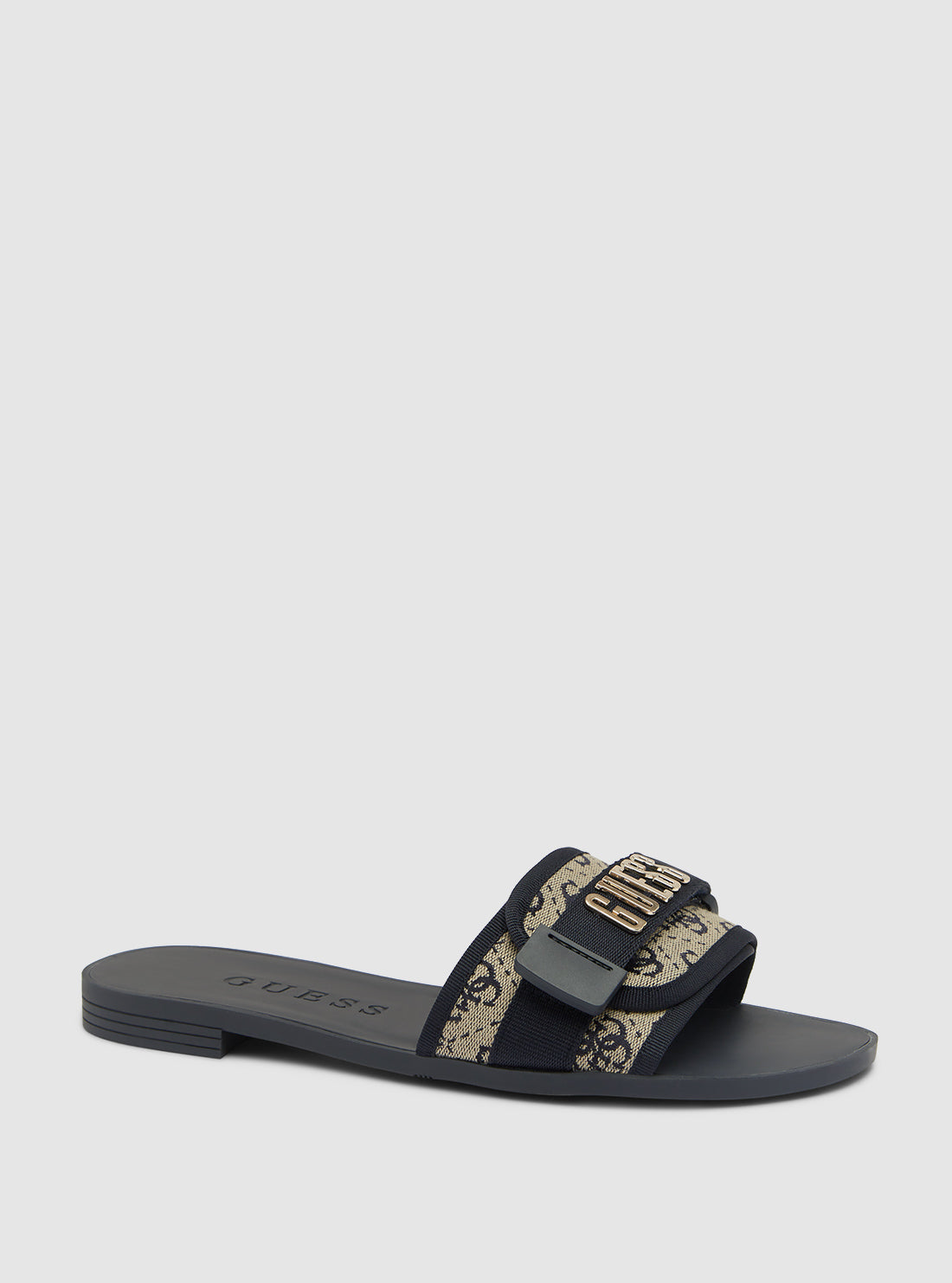 GUESS Womens Footwear Blue Logo Elyze Slide Sandals ELYZE3 Front Side View