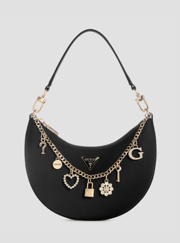 GUESS Womens Black Tasmin Mini Shoulder Bag ES993172 Front View