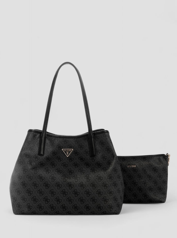 GUESS Womens Black Logo Victtoria 2-in-1 Tote Bag ESG951428 Front View