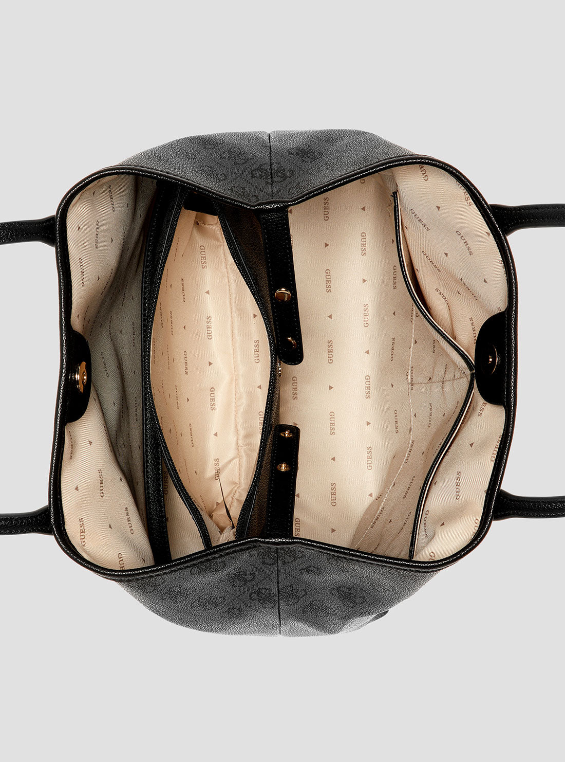 GUESS Womens Black Logo Victtoria 2-in-1 Tote Bag ESG951428 Inside View