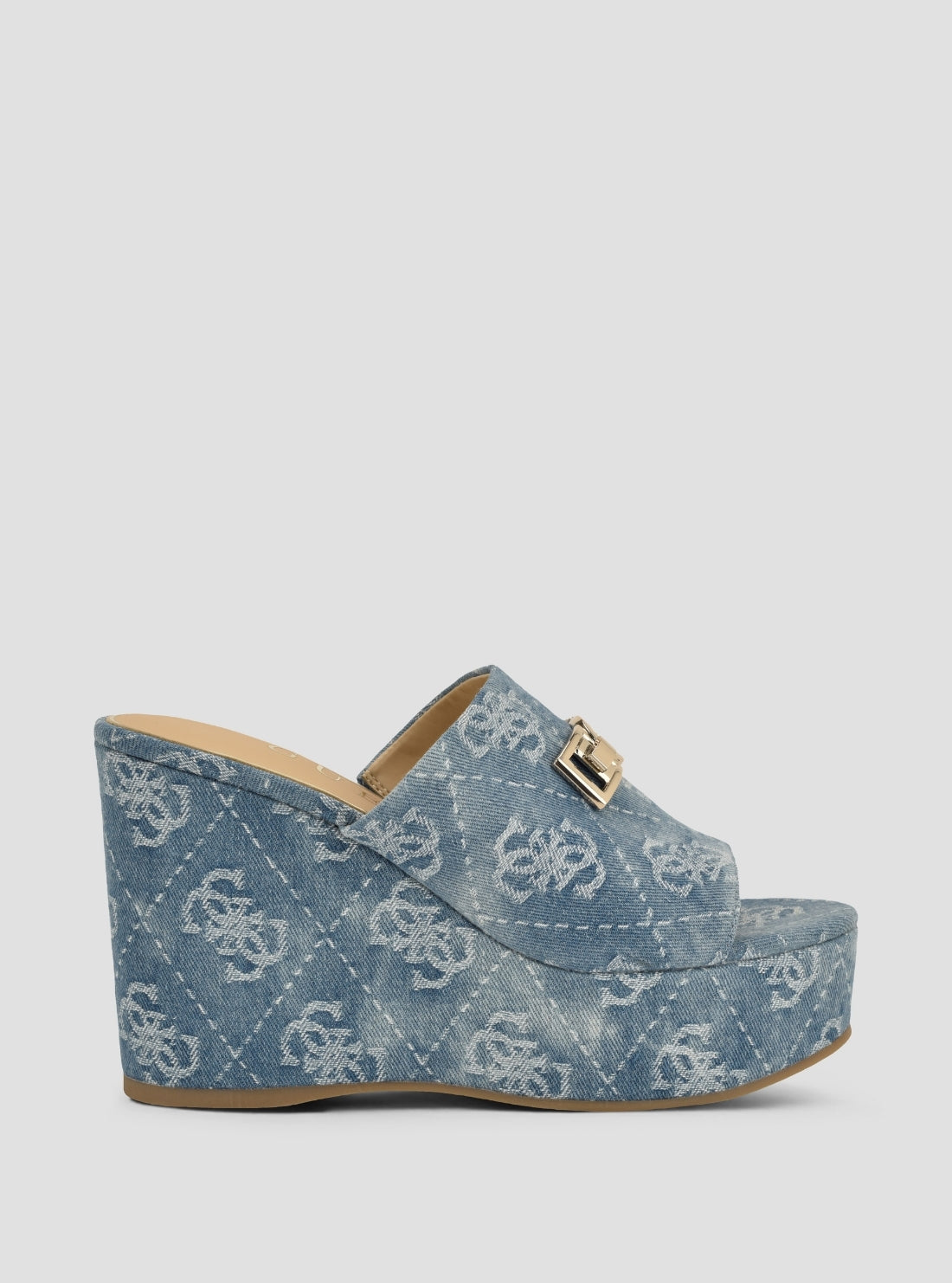 GUESS Footwear Medium Blue Evenza Platform Sandals EVENZA2 Side View1