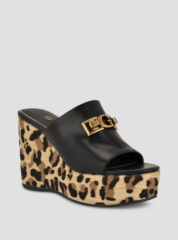 GUESS Footwear Black Multi Evenza Platform Sandals EVENZA3 Side View