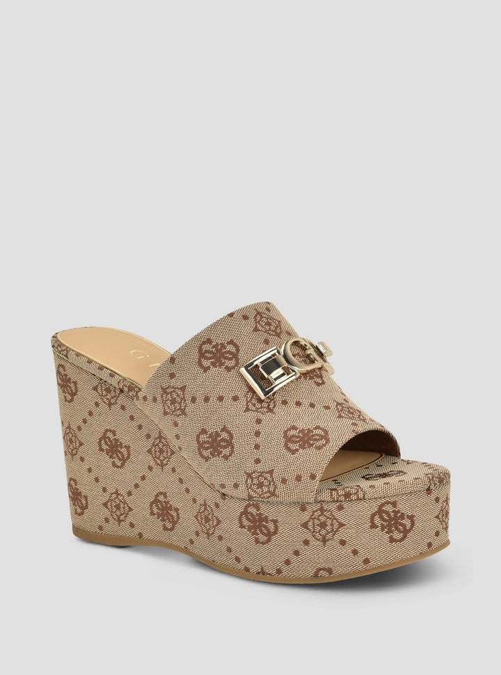 GUESS Footwear Light Brown Evenza Platform Sandals EVENZA Side View