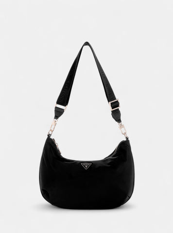 GUESS Womens Eco Black Gemma Hobo Shoulder Bag EYG839501 Front View