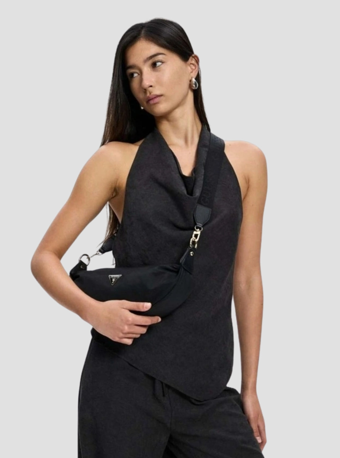 GUESS Womens Eco Black Gemma Crossbody Bag EYG839513 Model View