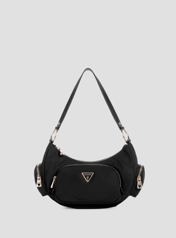 GUESS Womens Eco Black Gemma Shoulder Bag EYG839517 Front View