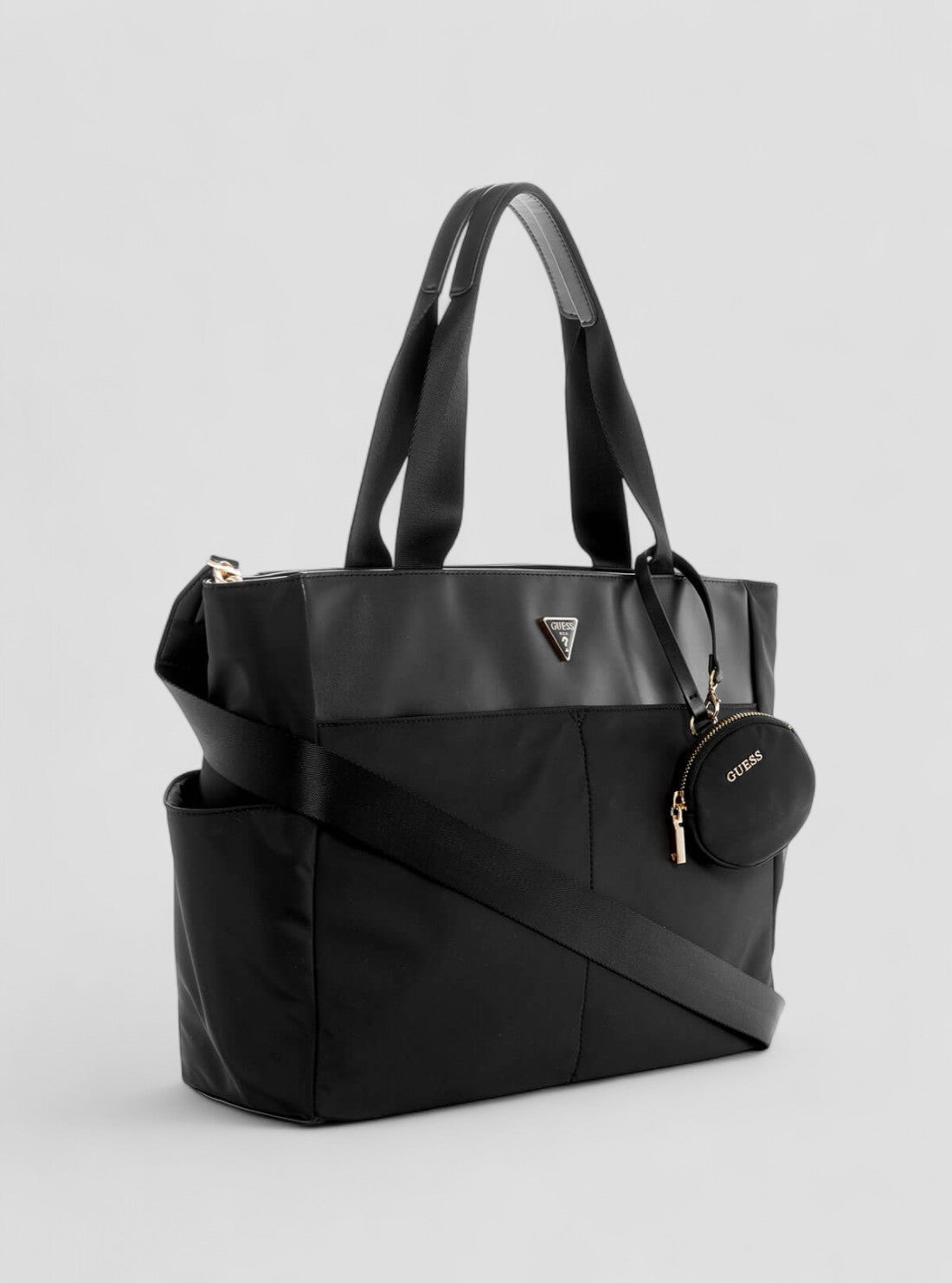 GUESS Womens Eco Black Gemma Travel Tote Bag EYG839524 Front Side View