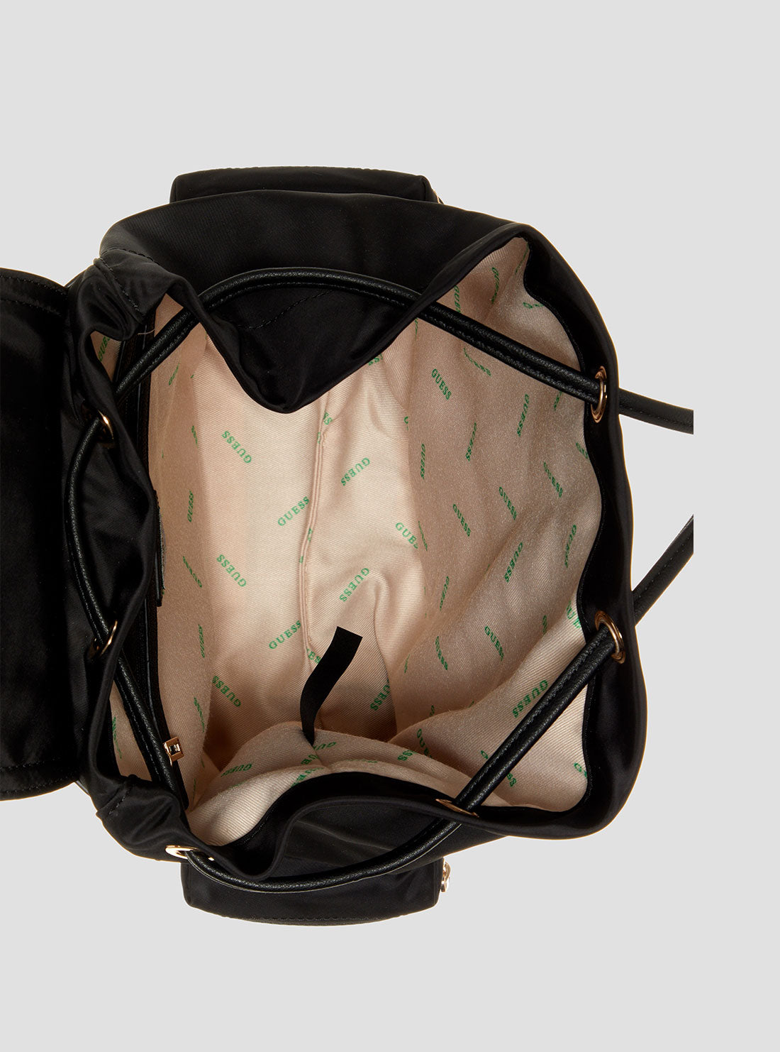 GUESS Womens Eco Black Gemma Backpack EYG839532 Inside View