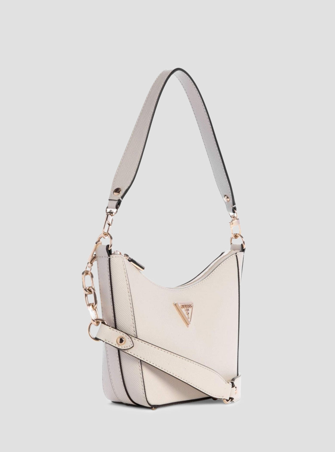 GUESS Women's White Eco Gloriana Top Zip Shoulder Bag EZG951218 Side View