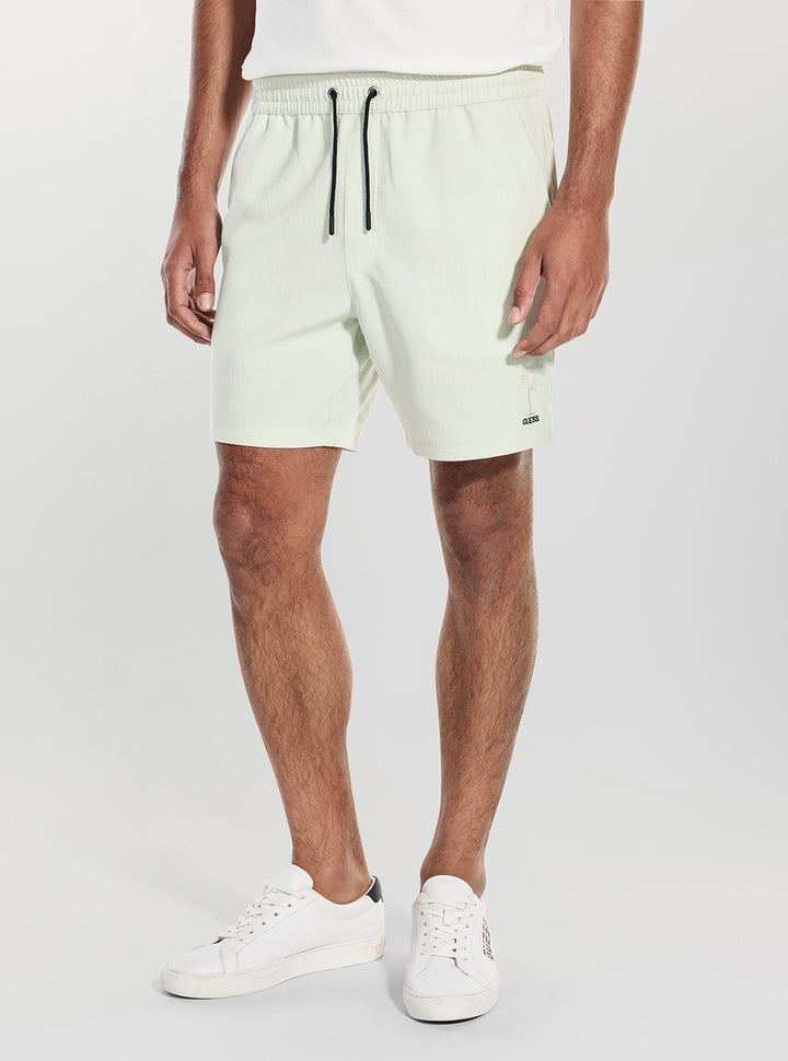 GUESS Mens Mint Green Medium Slub Swim Trunks F5GT23WH420 Front View