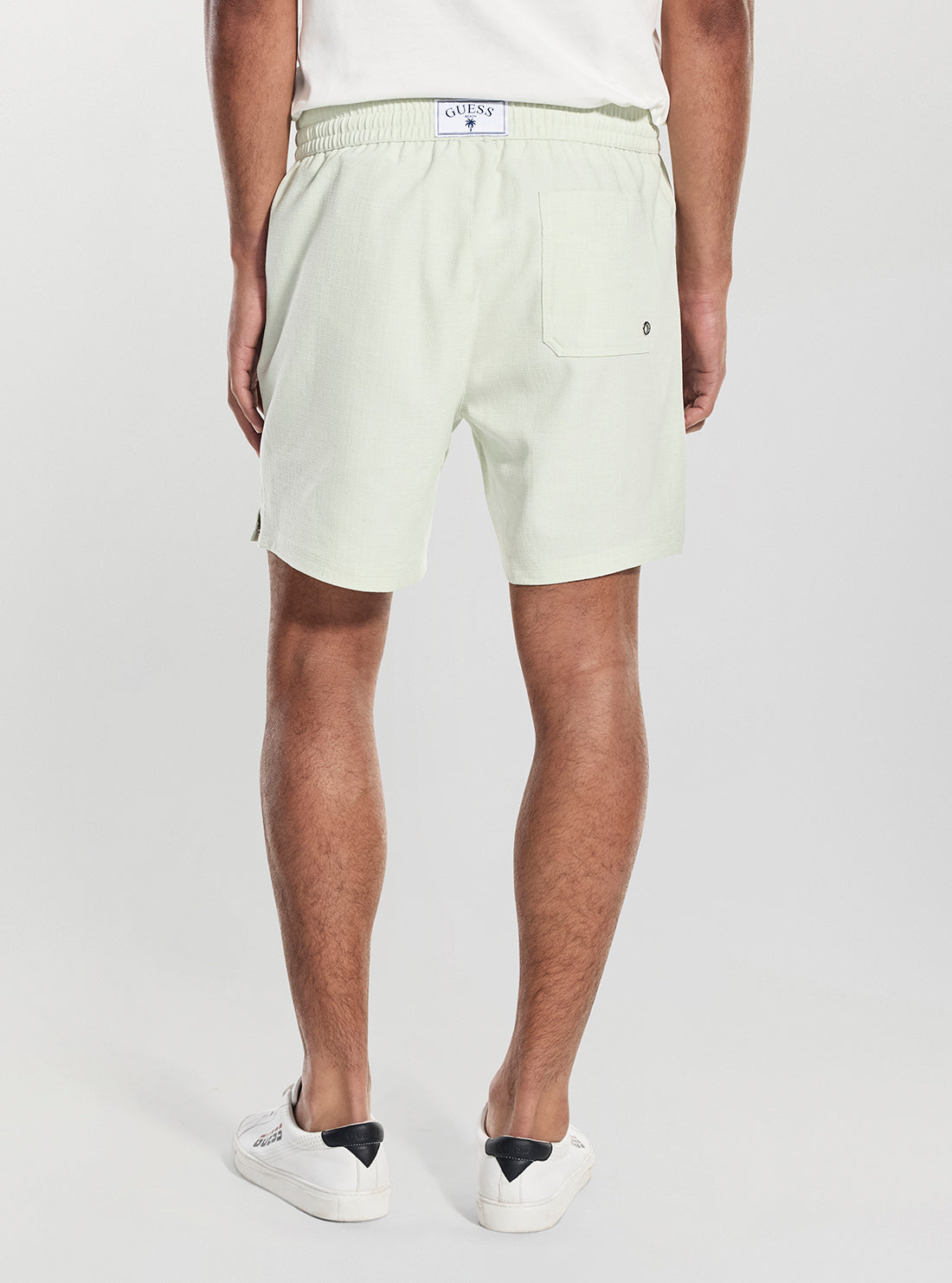 GUESS Mens Mint Green Medium Slub Swim Trunks F5GT23WH420 Back View