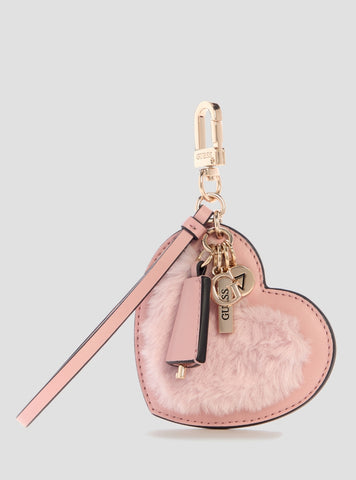 GUESS Womens Pink Lotus Heart Keychain F7460106 Front View