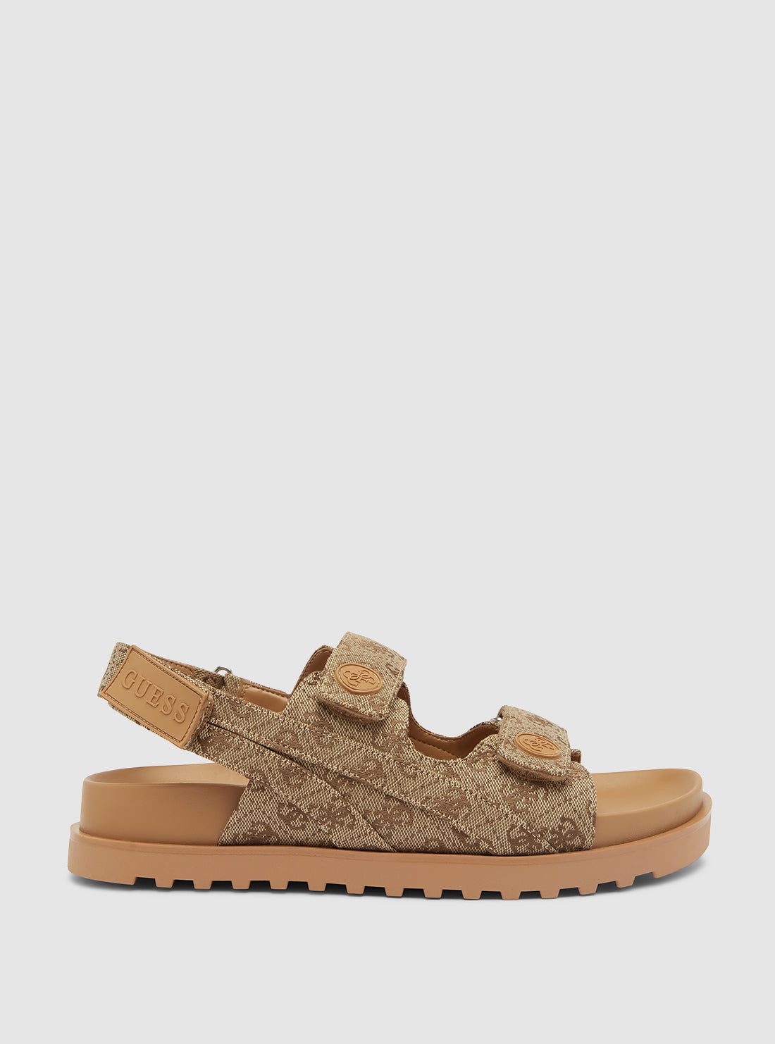 GUESS Womens Footwear Brown Logo Fadey Flat Sandals FADEY Side View