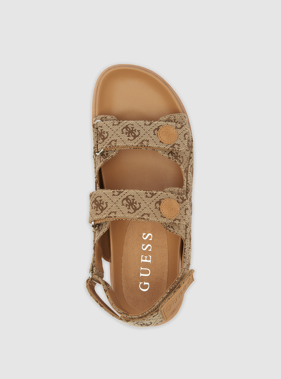 GUESS Womens Footwear Brown Logo Fadey Flat Sandals FADEY Top View