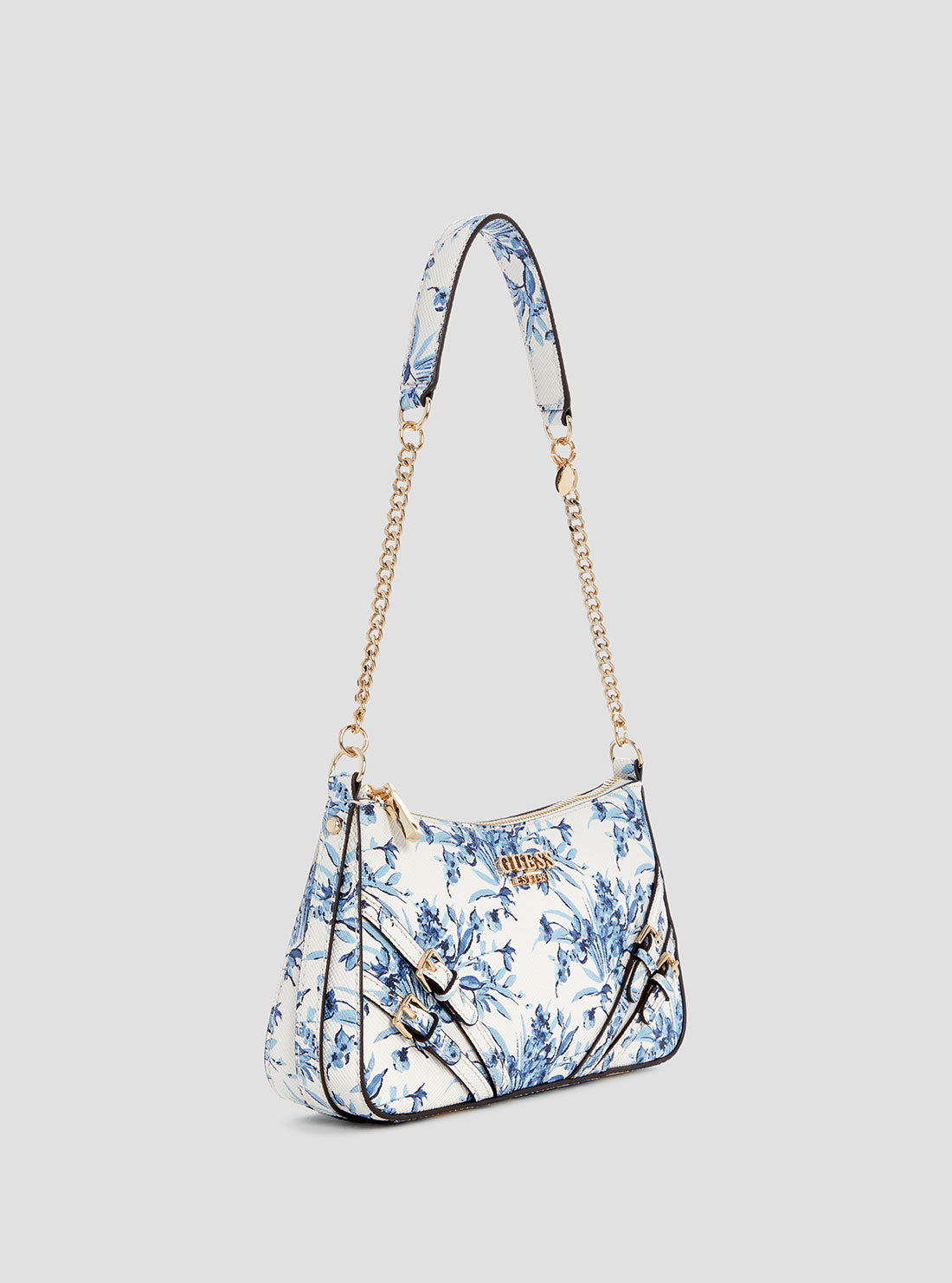 GUESS Womens Floral Multi Bramina Top Zip Shoulder Bag FG963618 Front Side VIew