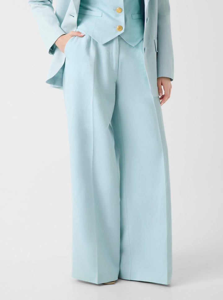 GUESS Eco Cloudy Blue Marciano Jane Wide Leg Pant G6GB04W1782 Front View