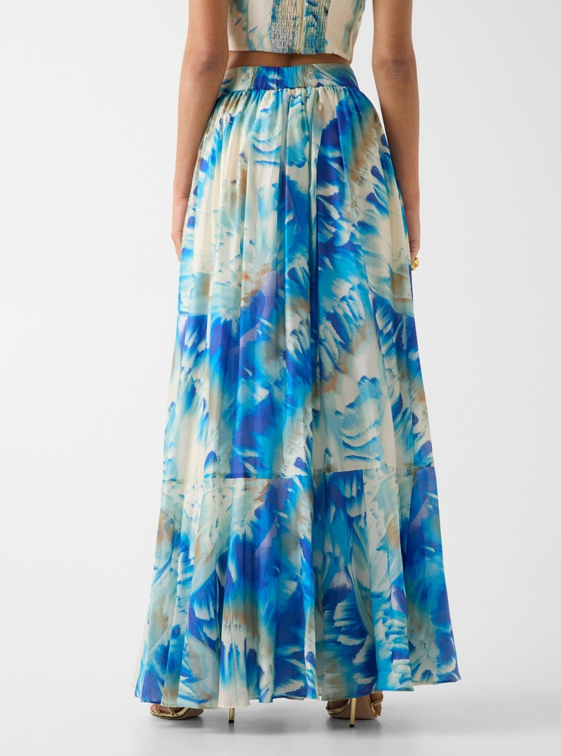 Eco Cloudy Blue Marciano Kat Printed Maxi Skirt G6GD18W1988 Back View