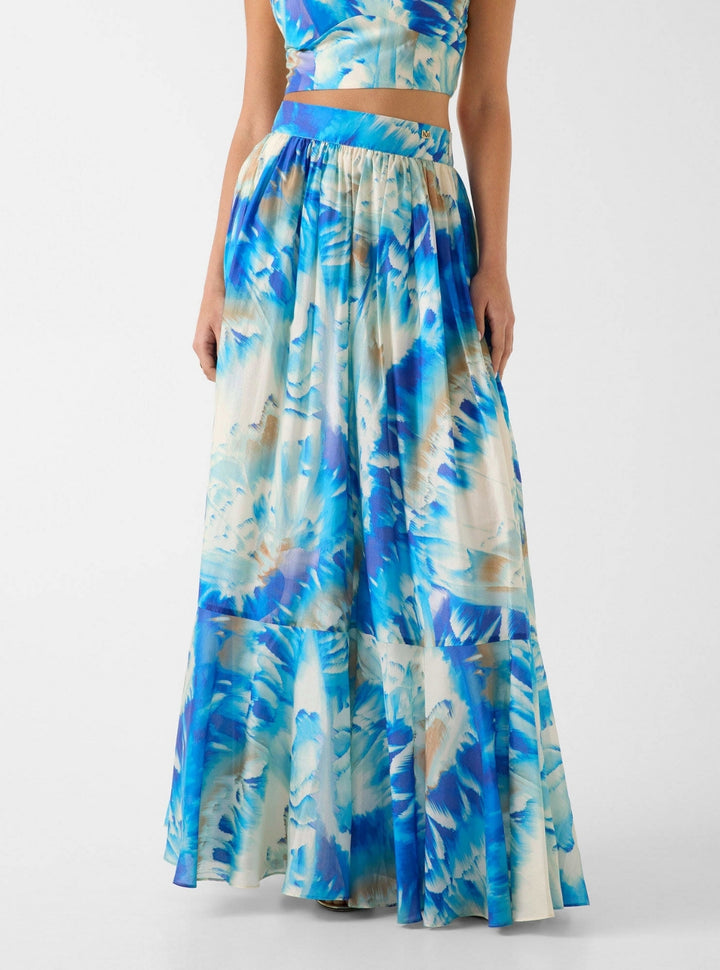 GUESS Eco Cloudy Blue Marciano Kat Printed Maxi Skirt G6GD18W1988 Front View