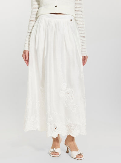 GUESS Eco White Marciano Gracie Ankle Skirt G6GD27W2869 Front View