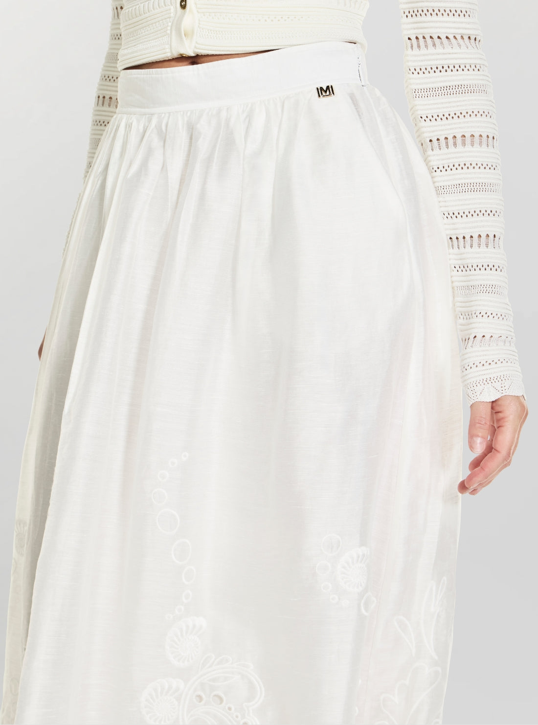GUESS Eco White Marciano Gracie Ankle Skirt G6GD27W2869 Detail View