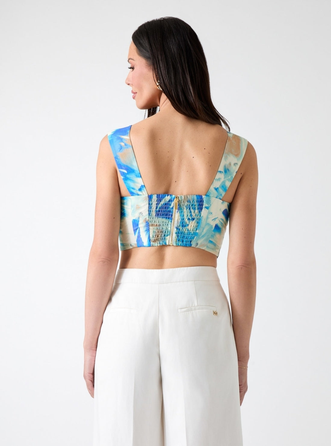 GUESS Eco Marciano Cloudy Blue Kat Printed Bralette G6GH21W1987 Back View